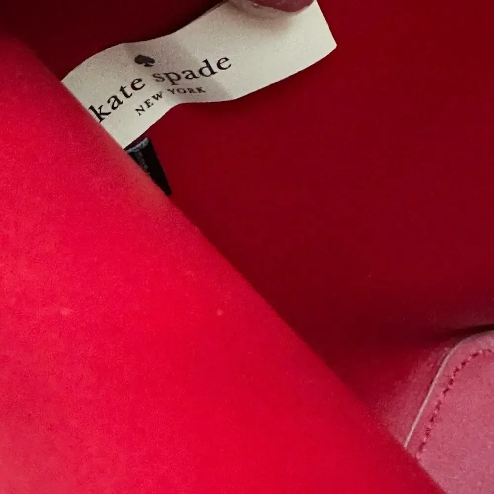 Kate Spade Lida Scotts Place Cream Taupe Leather Tote Bag Red Interior
